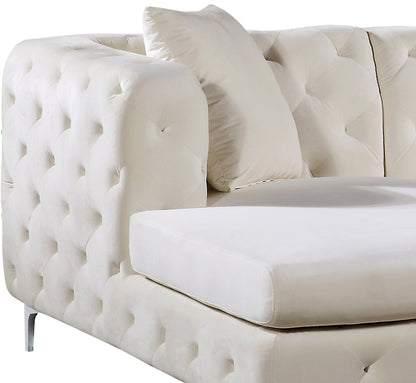 Pippa Cream Velvet 3pc. Sectional Sectional