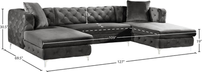 Pippa Grey Velvet 3pc. Sectional Sectional