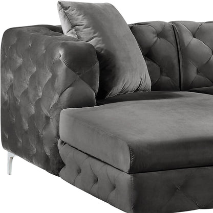 Pippa Grey Velvet 3pc. Sectional Sectional