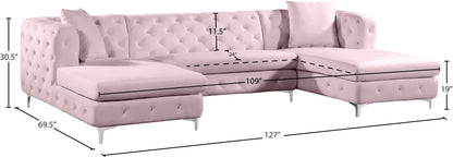 Pippa Pink Velvet 3pc. Sectional Sectional