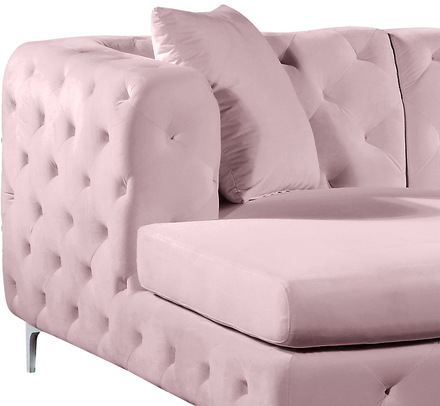 pippa pink velvet 3pc. sectional sectional