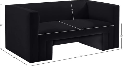 Woodford Black Velvet Loveseat L