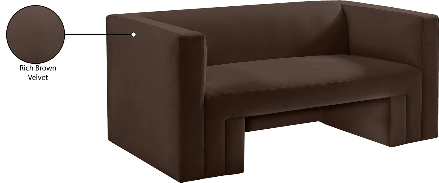 woodford brown velvet loveseat l