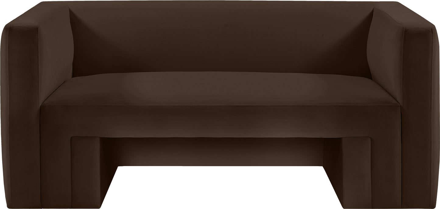 woodford brown velvet loveseat l