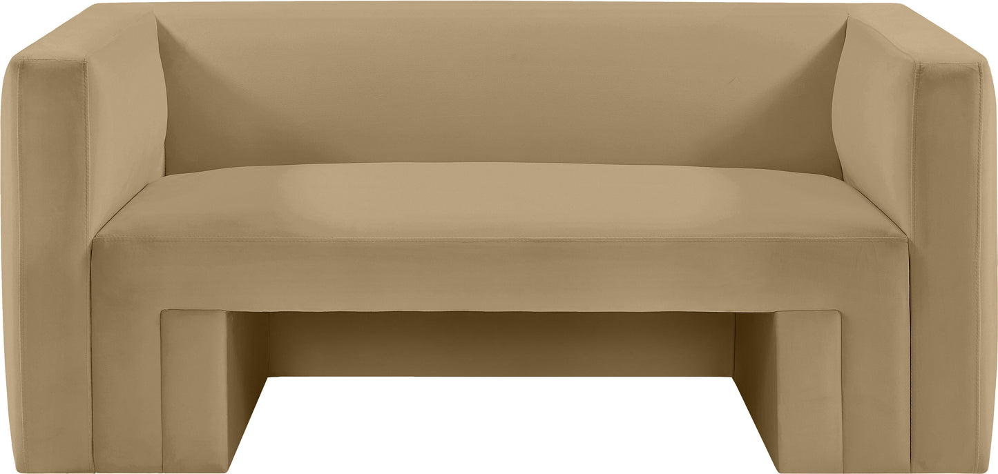 woodford camel velvet loveseat l