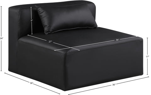 Crescent Black Faux Leather Armless Chair Armless