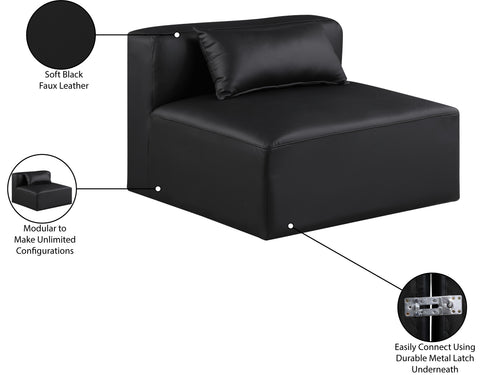 Crescent Black Faux Leather Armless Chair Armless