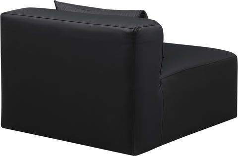 Crescent Black Faux Leather Armless Chair Armless