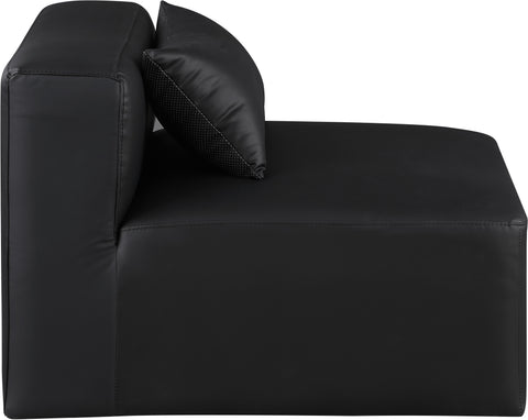 Crescent Black Faux Leather Armless Chair Armless