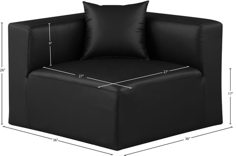 Crescent Black Faux Leather Corner Chair Corner