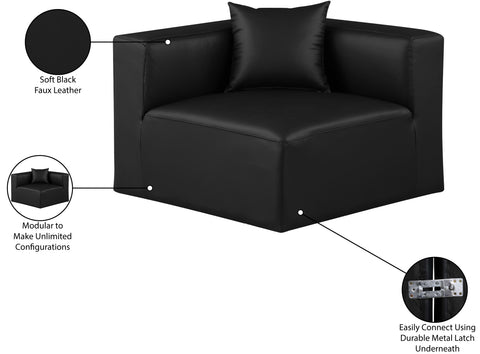 Crescent Black Faux Leather Corner Chair Corner