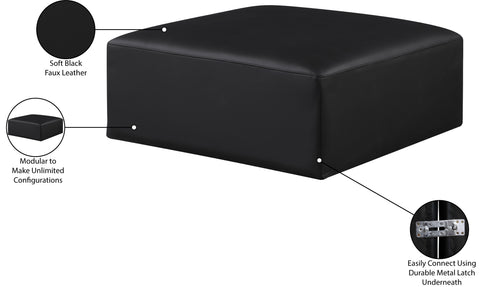 Crescent Black Faux Leather Ottoman Ott
