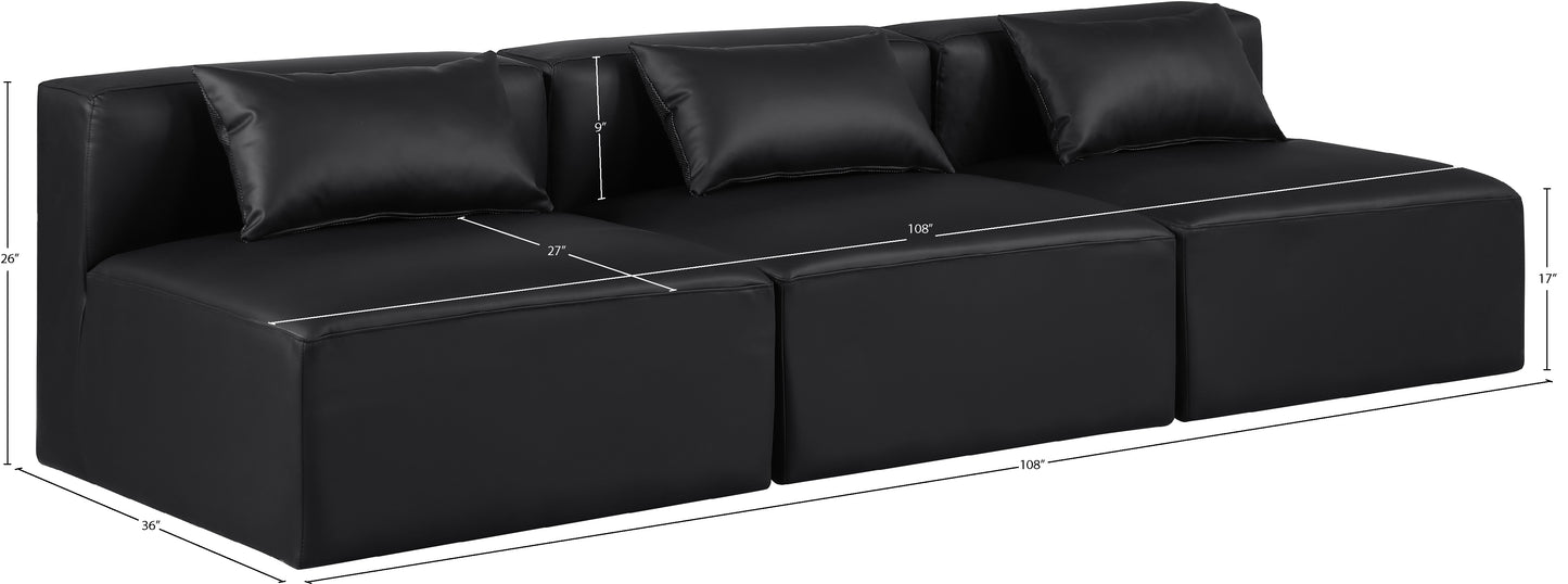 crescent black faux leather modular sofa s108a