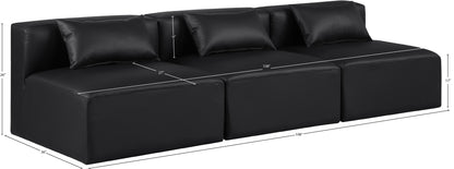 Crescent Black Faux Leather Modular Sofa S108A