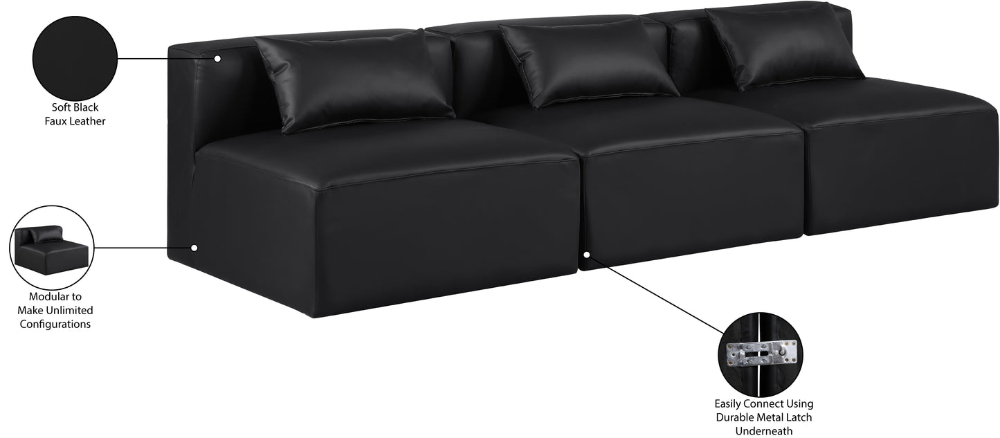 crescent black faux leather modular sofa s108a