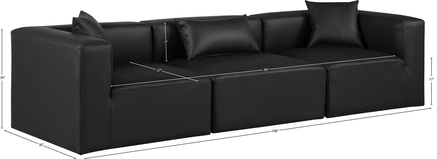 crescent black faux leather modular sofa s108b