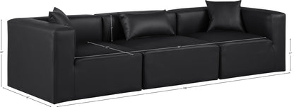 Crescent Black Faux Leather Modular Sofa S108B