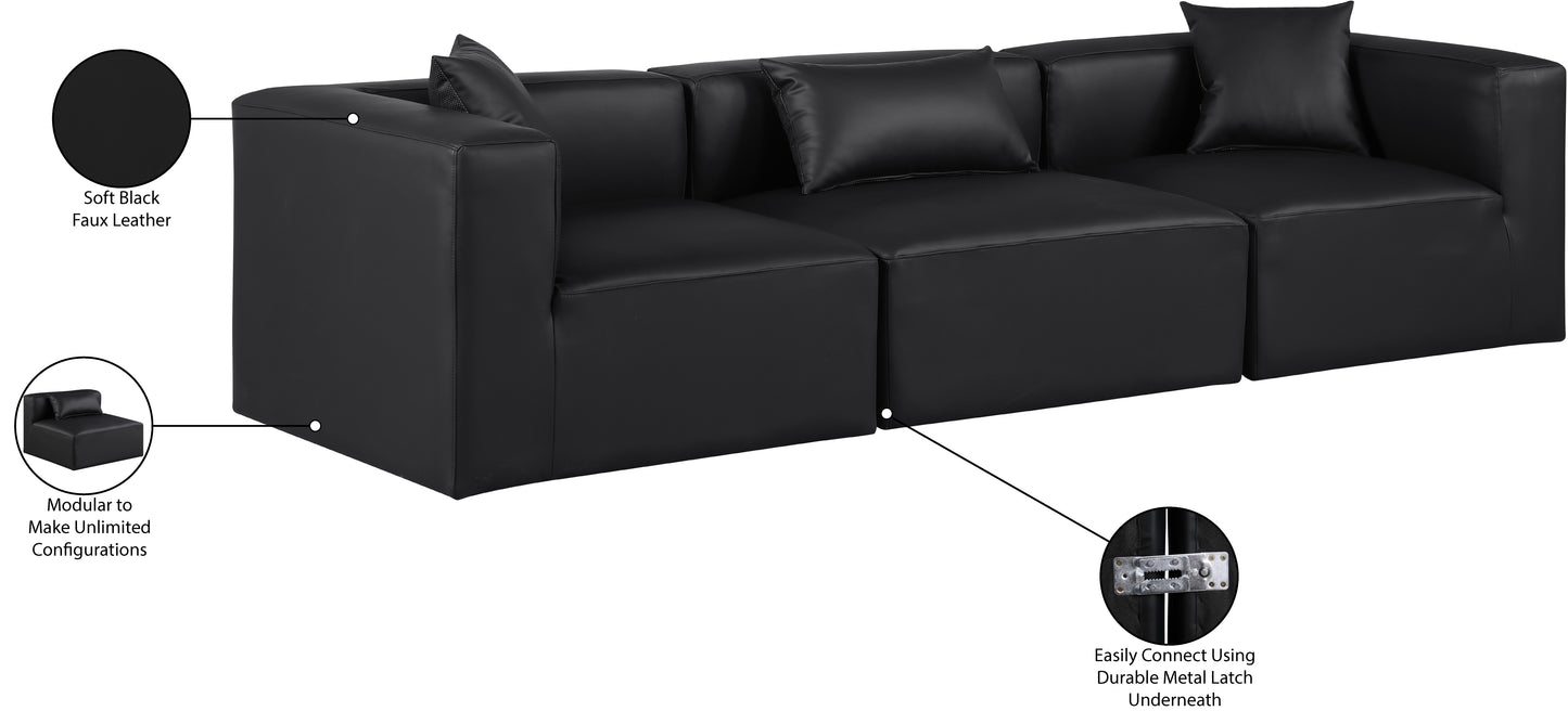 crescent black faux leather modular sofa s108b