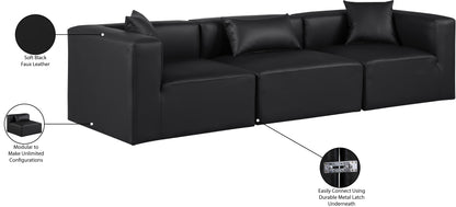 Crescent Black Faux Leather Modular Sofa S108B