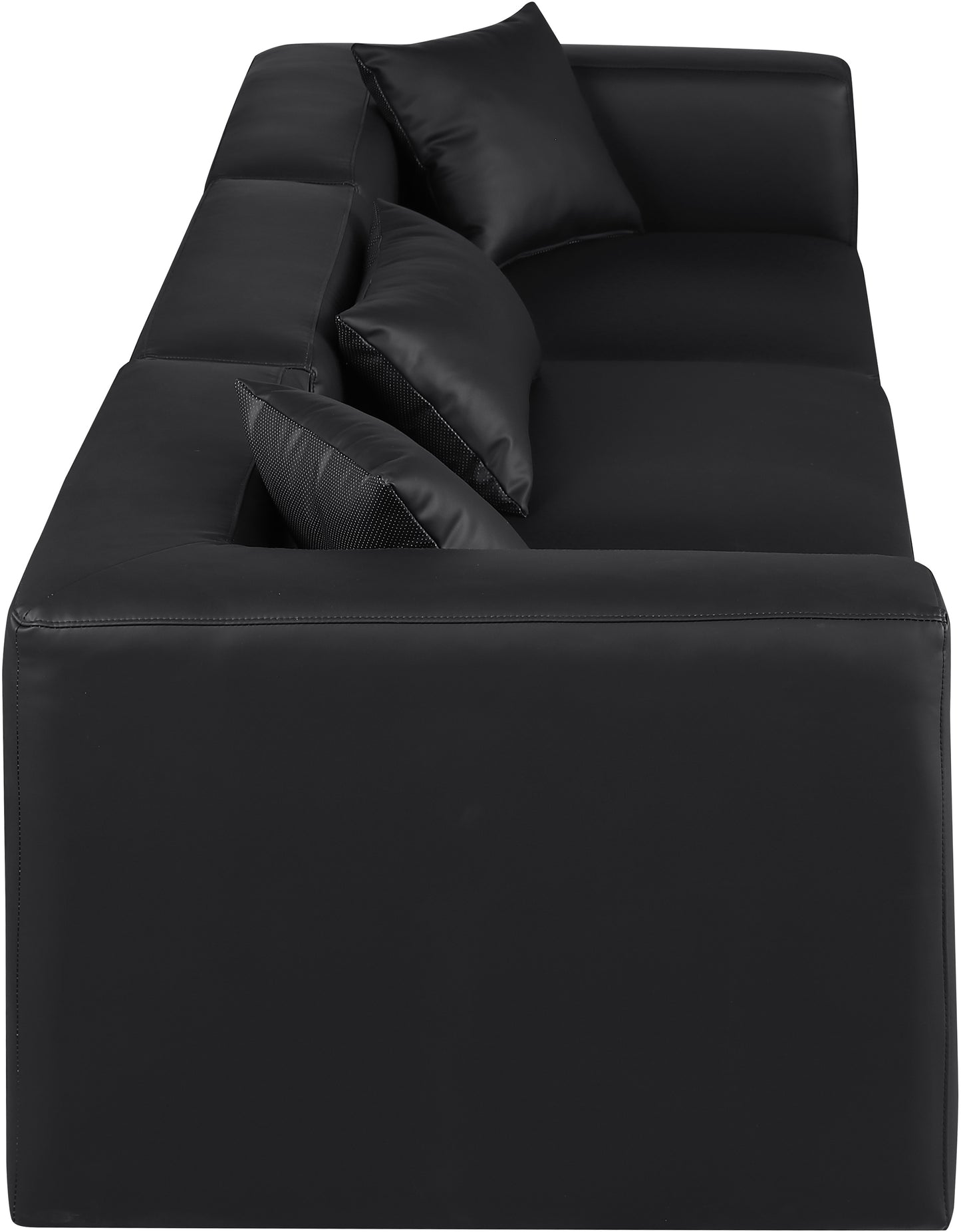 crescent black faux leather modular sofa s108b