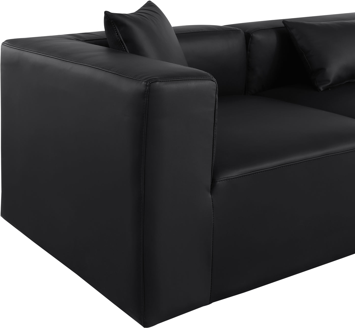 crescent black faux leather modular sofa s108b