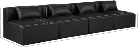 Crescent Black Faux Leather Modular Sofa S144A