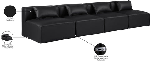 Crescent Black Faux Leather Modular Sofa S144A