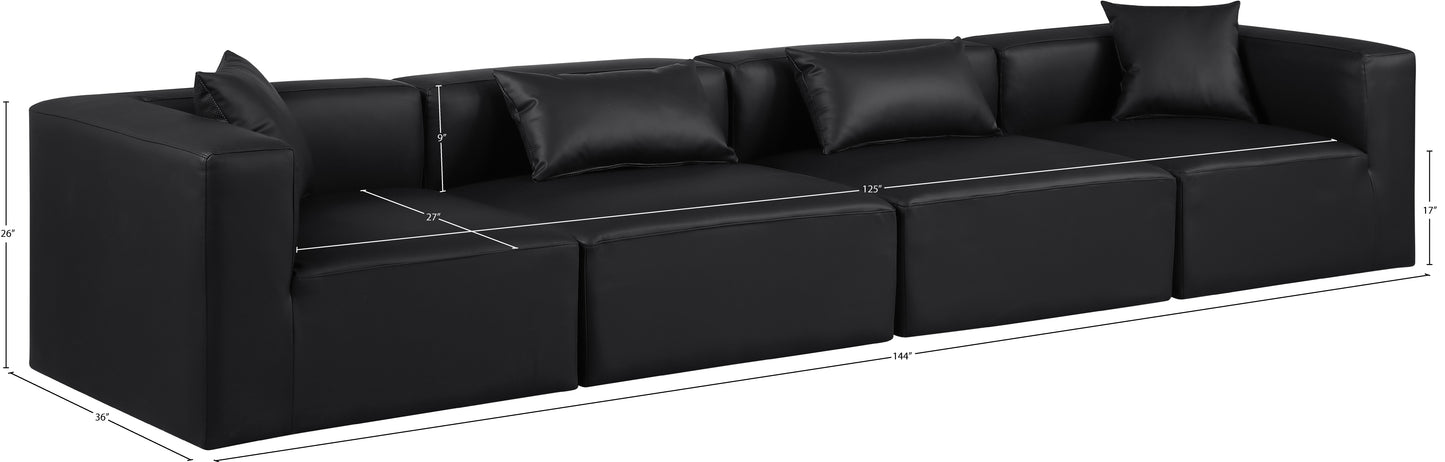 crescent black faux leather modular sofa s144b