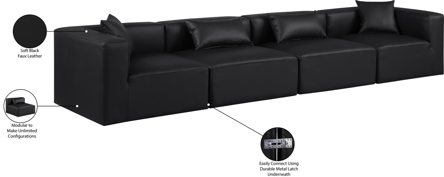 crescent black faux leather modular sofa s144b