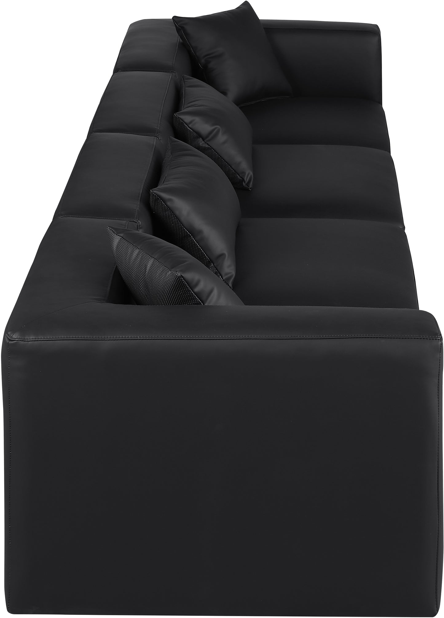 crescent black faux leather modular sofa s144b