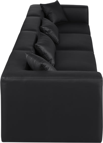 Crescent Black Faux Leather Modular Sofa S144B