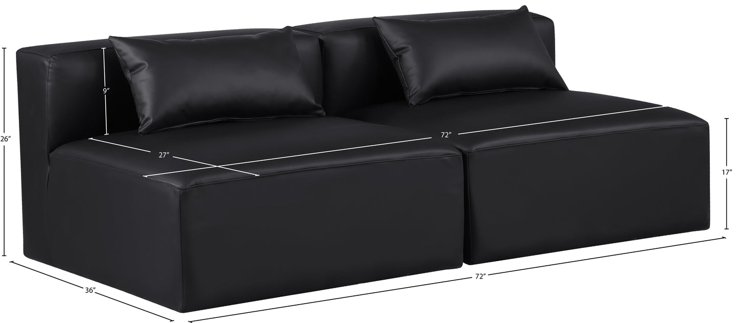 crescent black faux leather modular sofa s72a