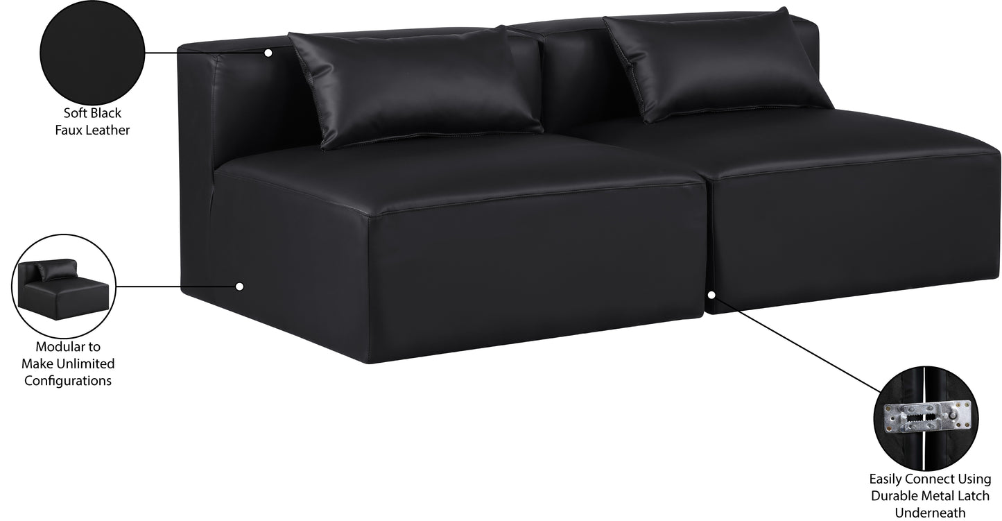 crescent black faux leather modular sofa s72a