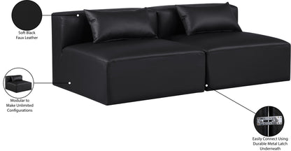 Crescent Black Faux Leather Modular Sofa S72A