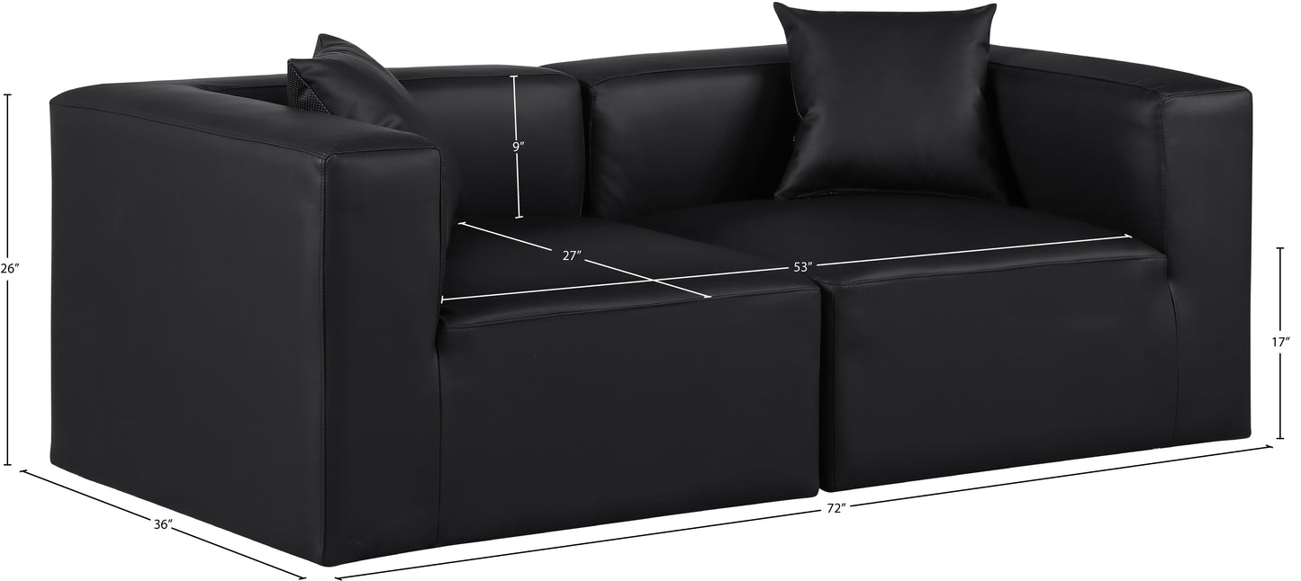 crescent black faux leather modular sofa s72b