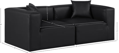 Crescent Black Faux Leather Modular Sofa S72B