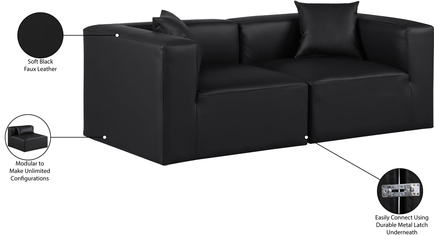 crescent black faux leather modular sofa s72b