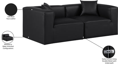 Crescent Black Faux Leather Modular Sofa S72B