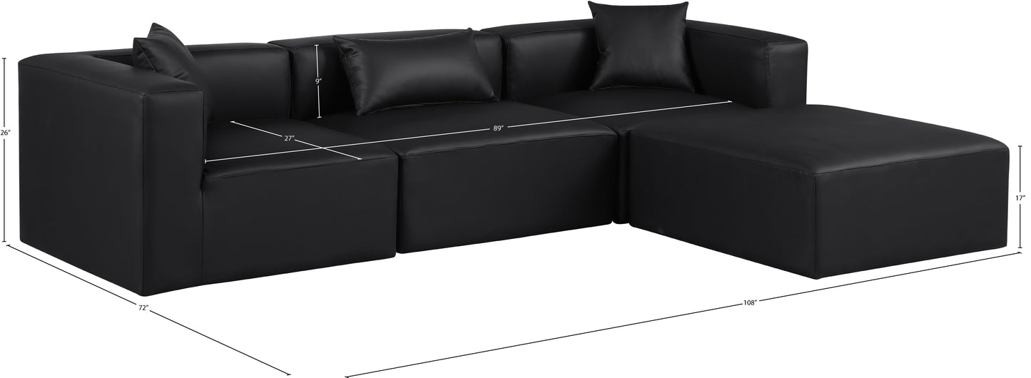 crescent black faux leather modular sectional sec4a