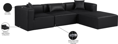 Crescent Black Faux Leather Modular Sectional Sec4A