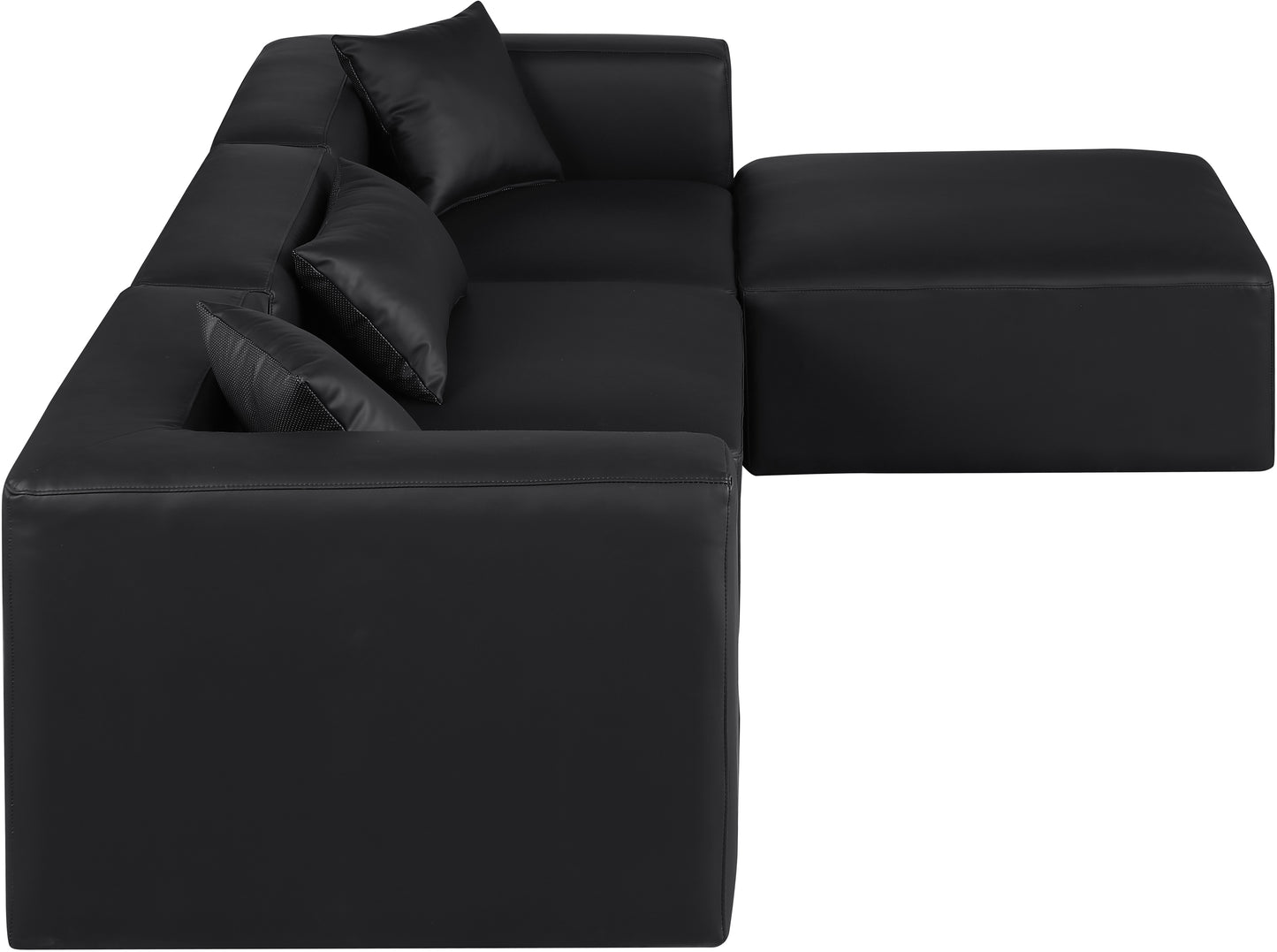 crescent black faux leather modular sectional sec4a