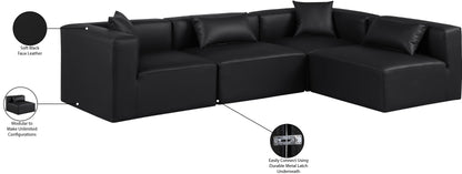 Crescent Black Faux Leather Modular Sectional Sec4B