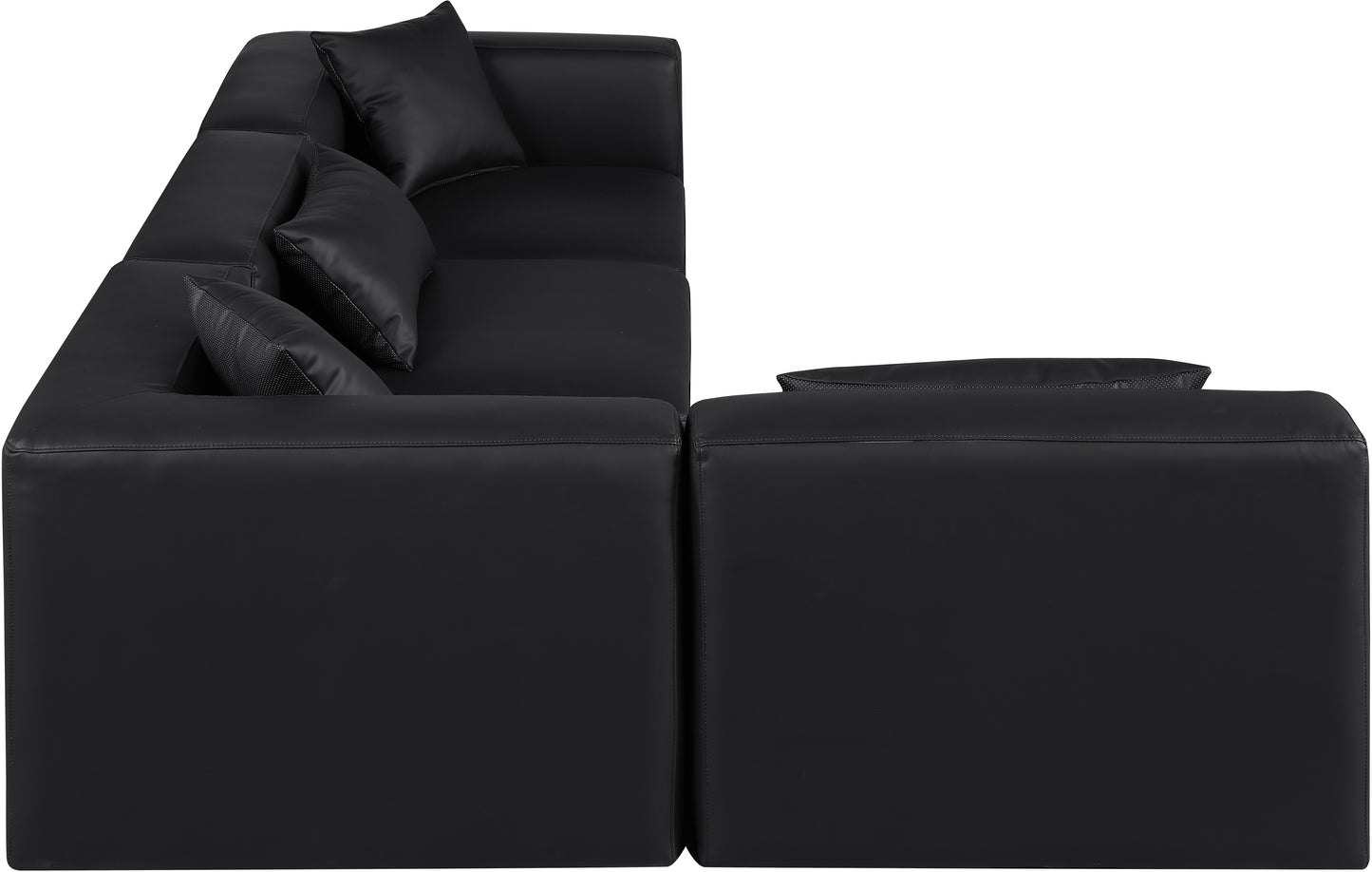 crescent black faux leather modular sectional sec4b