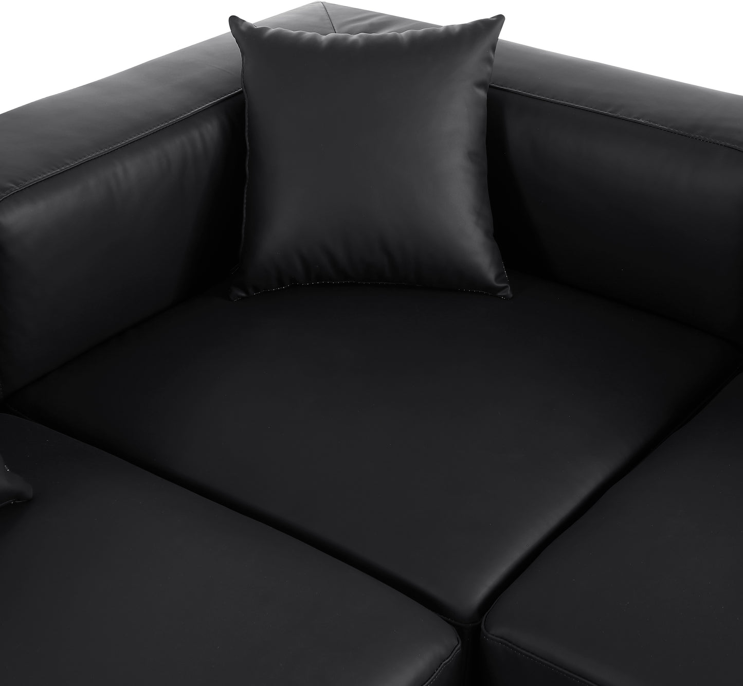 crescent black faux leather modular sectional sec4b