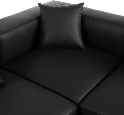 Crescent Black Faux Leather Modular Sectional Sec4B