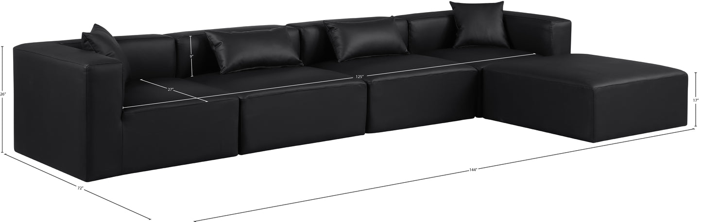 crescent black faux leather modular sectional sec5a