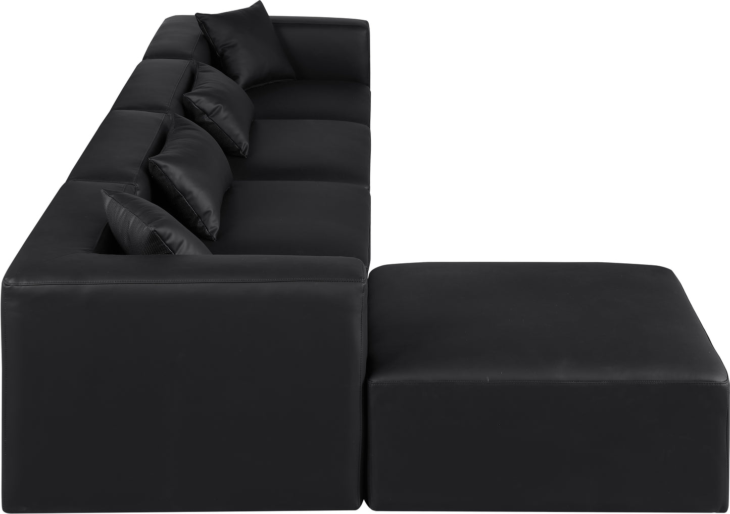 crescent black faux leather modular sectional sec5a