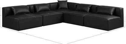 Crescent Black Faux Leather Modular Sectional Sec5B