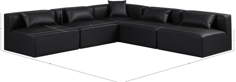 Crescent Black Faux Leather Modular Sectional Sec5B