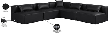 Crescent Black Faux Leather Modular Sectional Sec5B